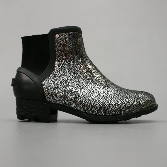 Sorel Ladies 6.5 Janey Chelsea Metallic Pull-on Rubber Ankle Boots - NL3133-010 - Picture 4 of 12